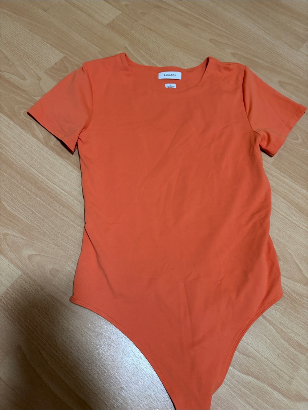 Babaton Vibrant Orange Short Sleeve Scoop-Neck Bodysuit